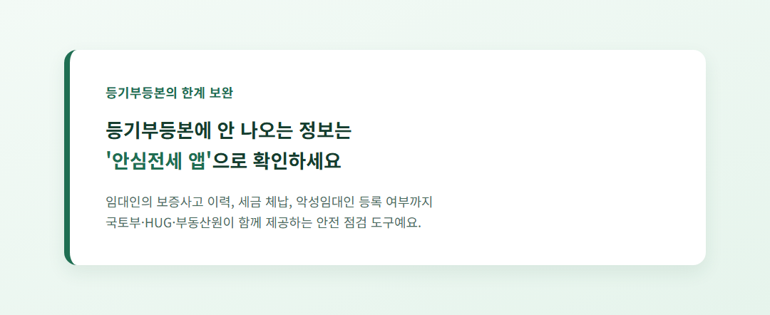 등기부등본 보완 수단 안심전세 앱 안내