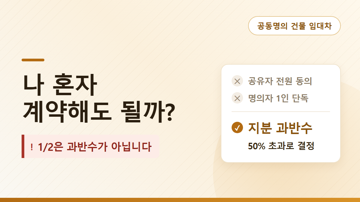 공동명의 건물 임대차계약, 누가 하나 — 지분 과반수와 월세 분배