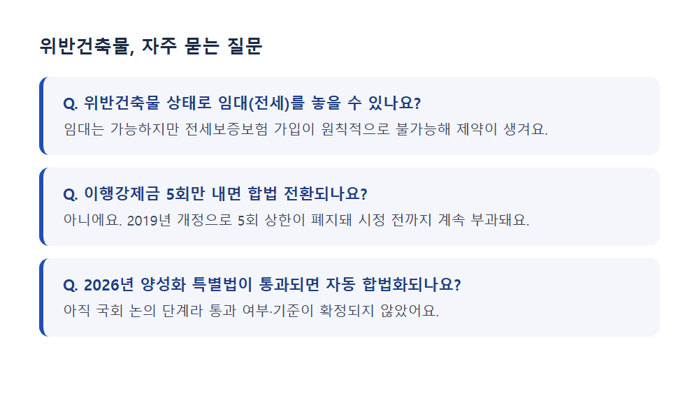 위반건축물 관련 자주 묻는 질문 요약