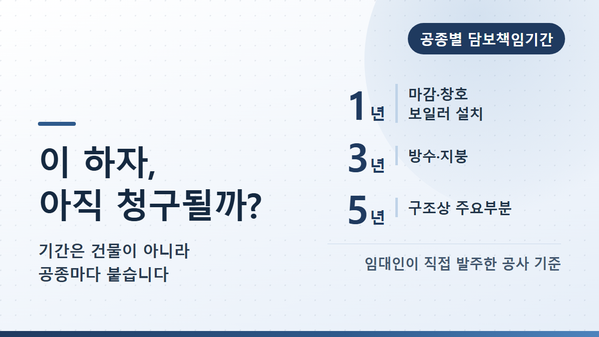 다가구·원룸 건물 하자, 시공사에 몇 년까지 청구할 수 있나