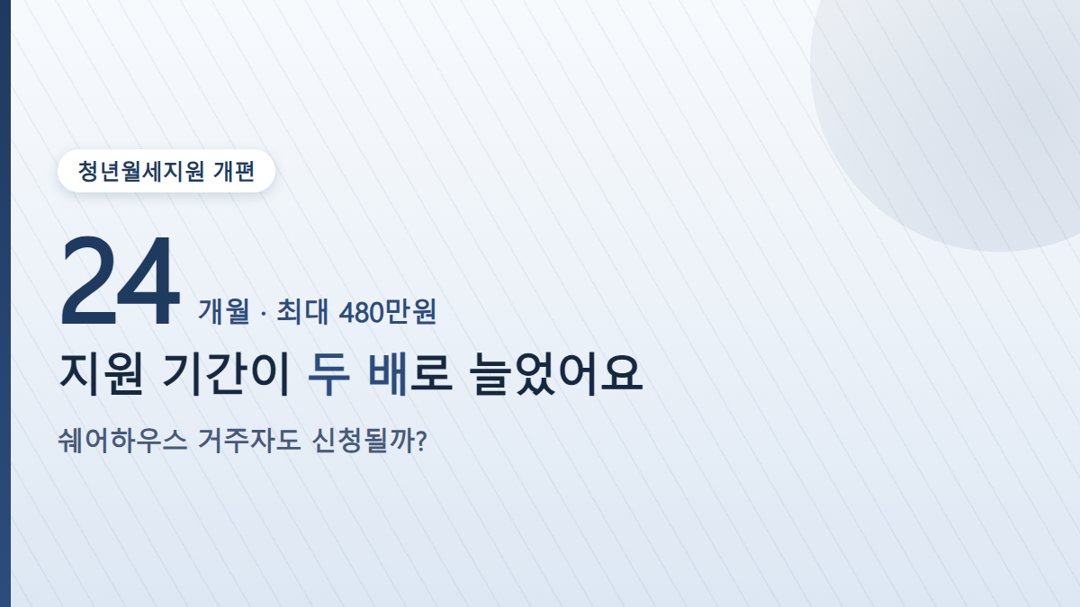 청년월세지원 신청자격, 계속사업 전환 후 뭐가 달라졌을까
