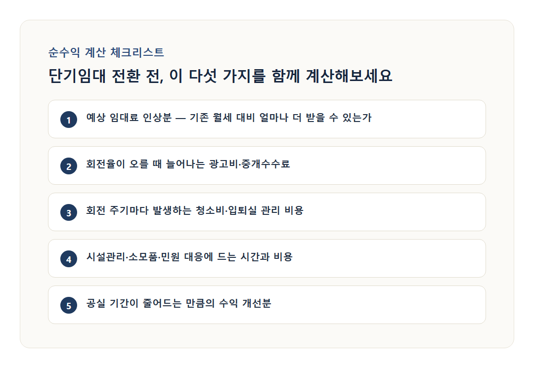 순수익 계산 시 고려해야 할 항목 체크리스트