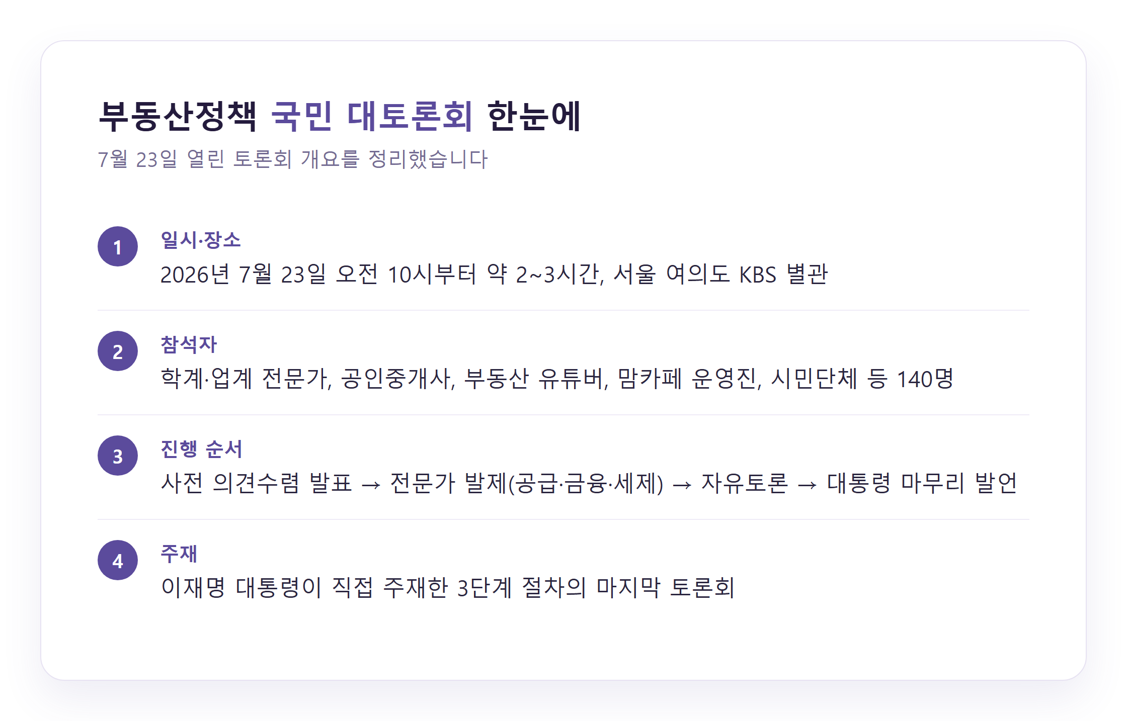 부동산정책 국민 대토론회 개요