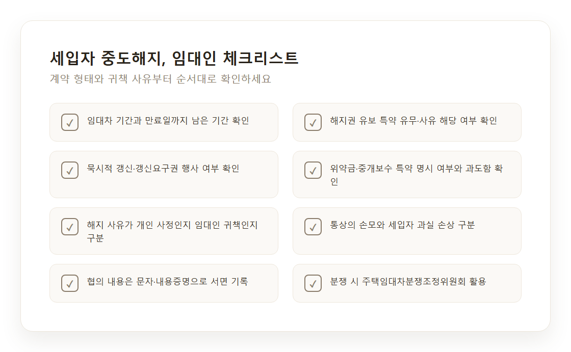 세입자 중도해지 대응 임대인 체크리스트