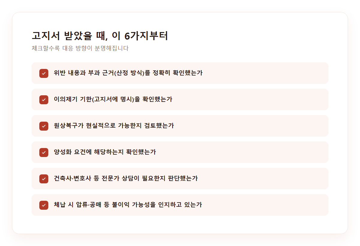 이행강제금 고지서 대응 체크리스트