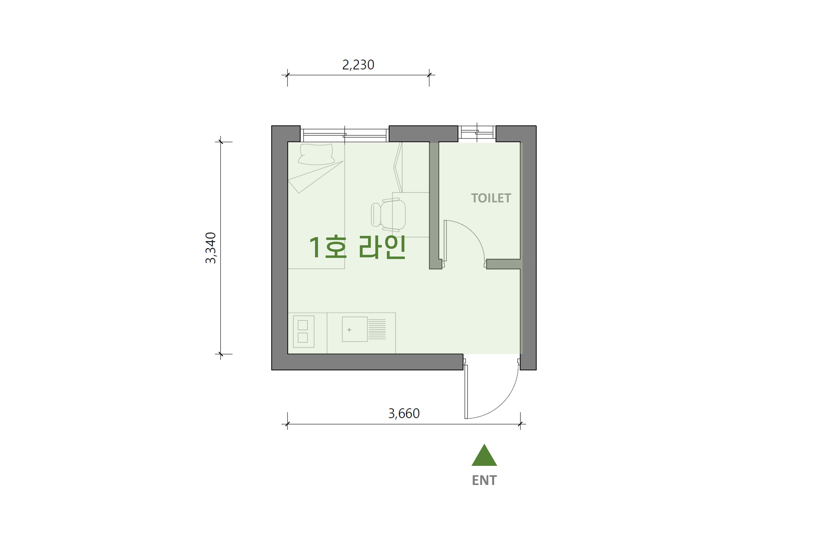 동거동락 50호점 원룸형 평면도