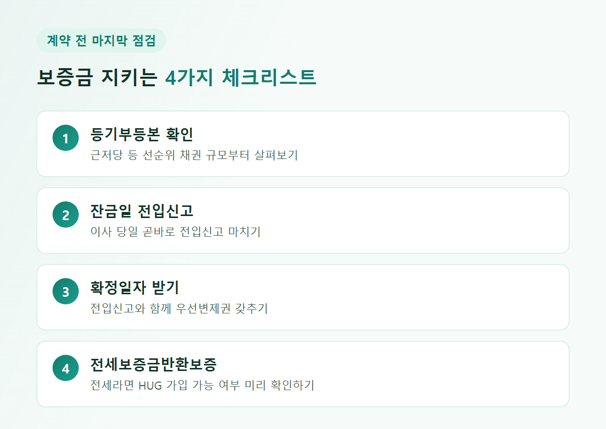 계약 전 확인 체크리스트 - 등기부등본, 전입신고, 확정일자, 반환보증